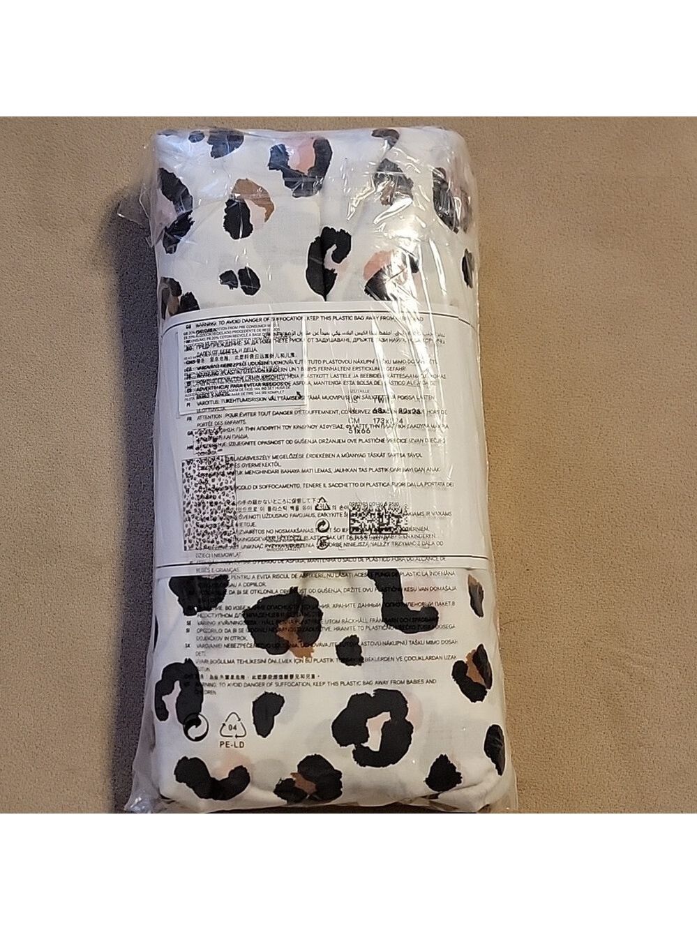 H&M Black Brown White Leopard Print Duvet Cover & Pillowcase TWIN Size Set NIP - Picture 3 of 5